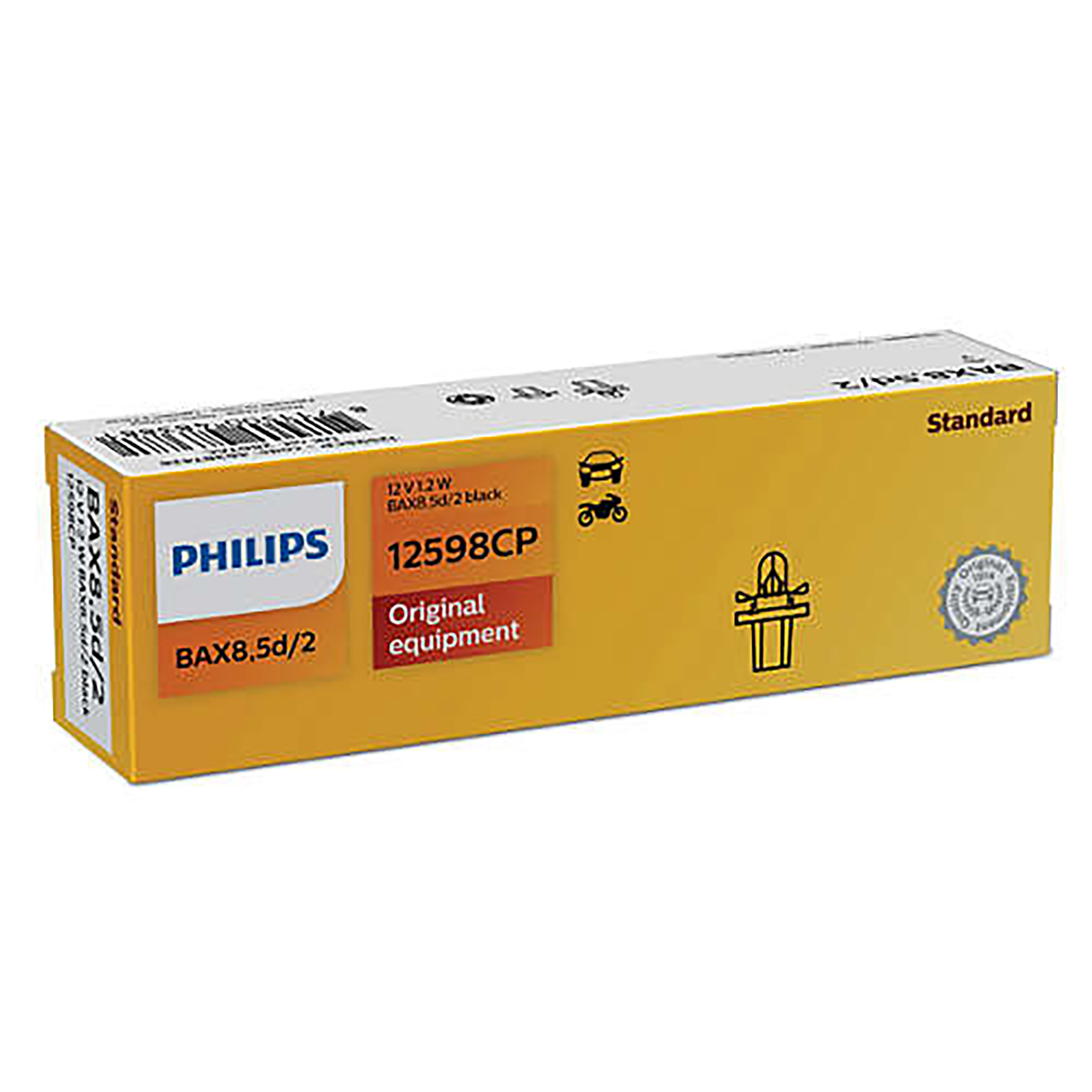 12598CP (PHILIPS) BAX 8,5d/2 Black 12V 1.2W BAX8,5d/21