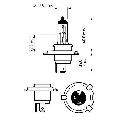 12342VPS2 (PHILIPS) H4 VisionPlus (+60%) 12V 60/55W P43t-38 Set 2 pc.1