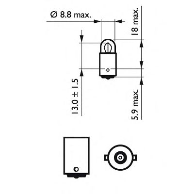 12913CP (PHILIPS) T2W 12V 2W BA9s1