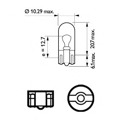 12961B2 (PHILIPS) W5W 12V 5W W2,1X9,5d, Blst. 2 pc.1