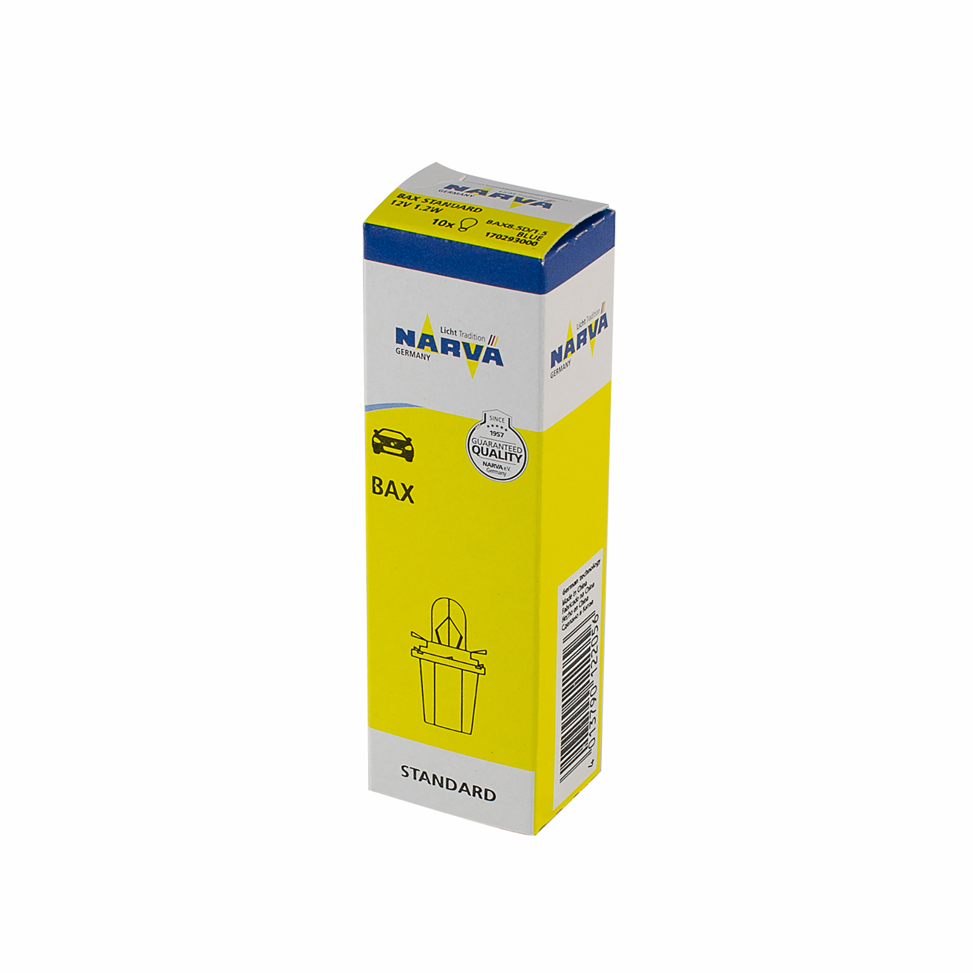 170293000 NARVA Лампа BAX 1,2W BX8,5d СИНЯ 12V (10шт)1