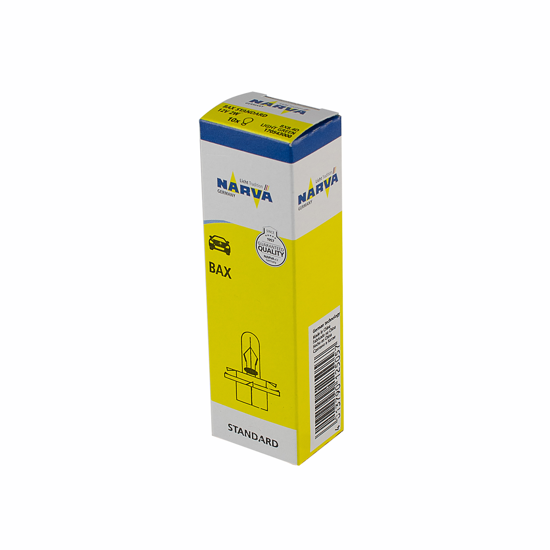 170543000 NARVA Лампа BAX 2W BX8,4d СВІТЛО-ЗЕЛЕНА 12V (10шт)1