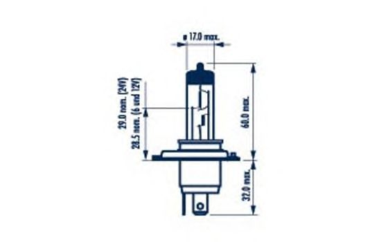 488923000 NARVA Лампа H4 24V 75/70W P43t HD1