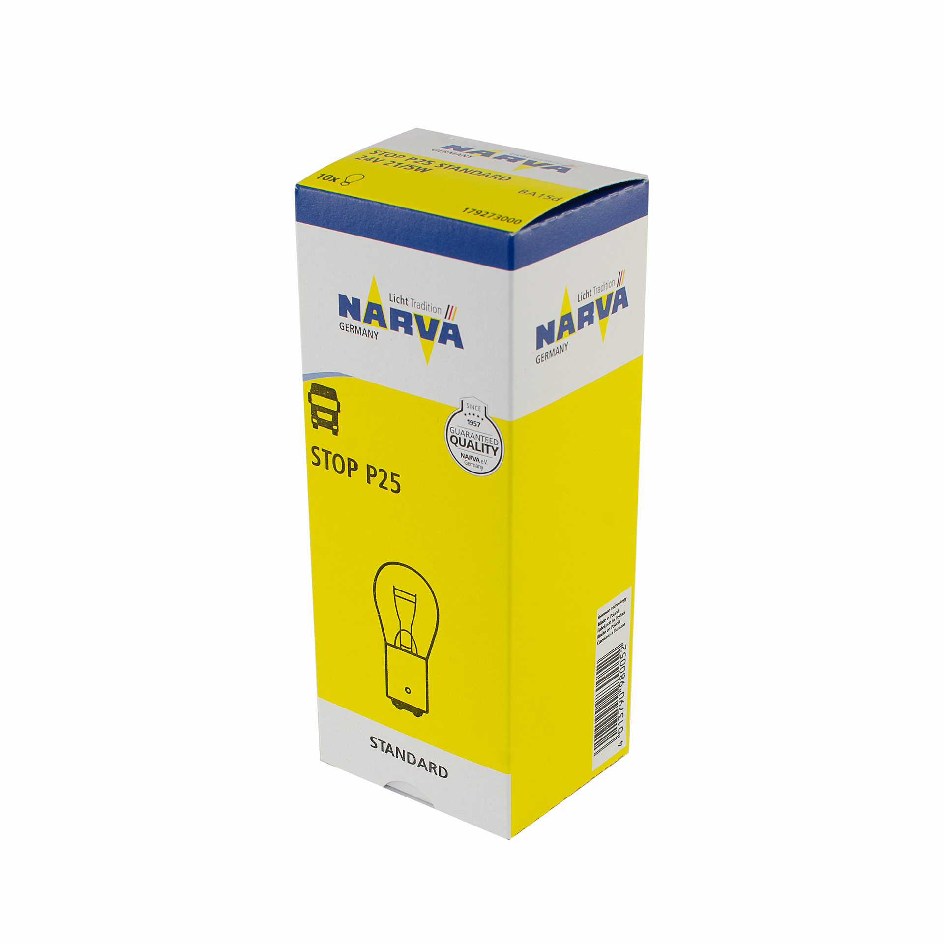 179273000 NARVA Лампа P21/5W 24V 21/5W BA15d |STOP LAMPS| (10шт) HD1