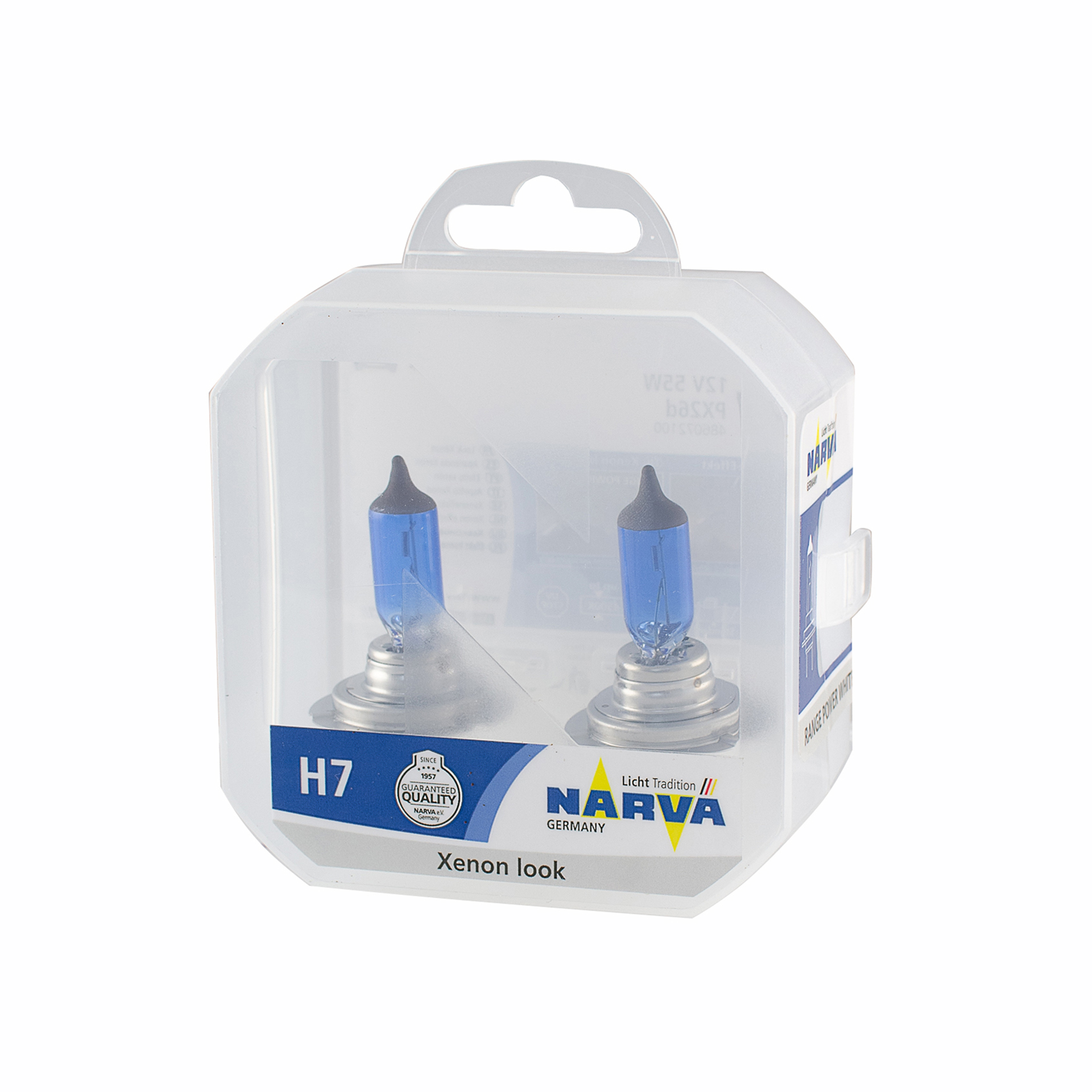 486072100 NARVA Лампа H7 12V 55W PX26d (к-т 2 шт.) RANGE POWER WHITE (4500K)1