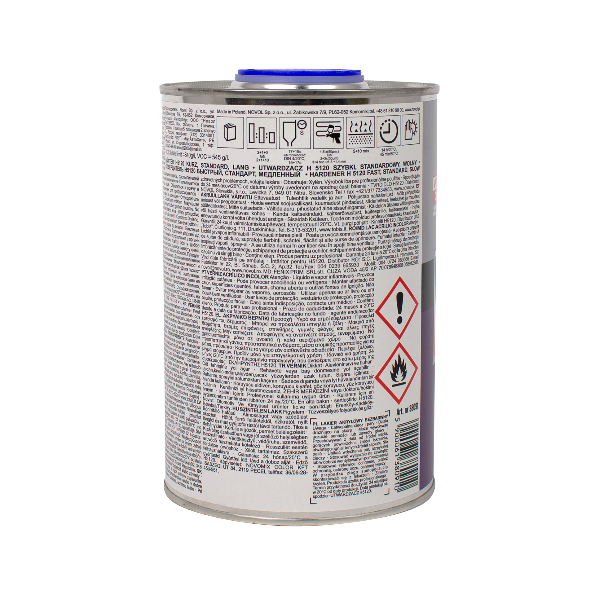 Безбарвний акриловий лак Novakryl 590 2+1  1,0л x62