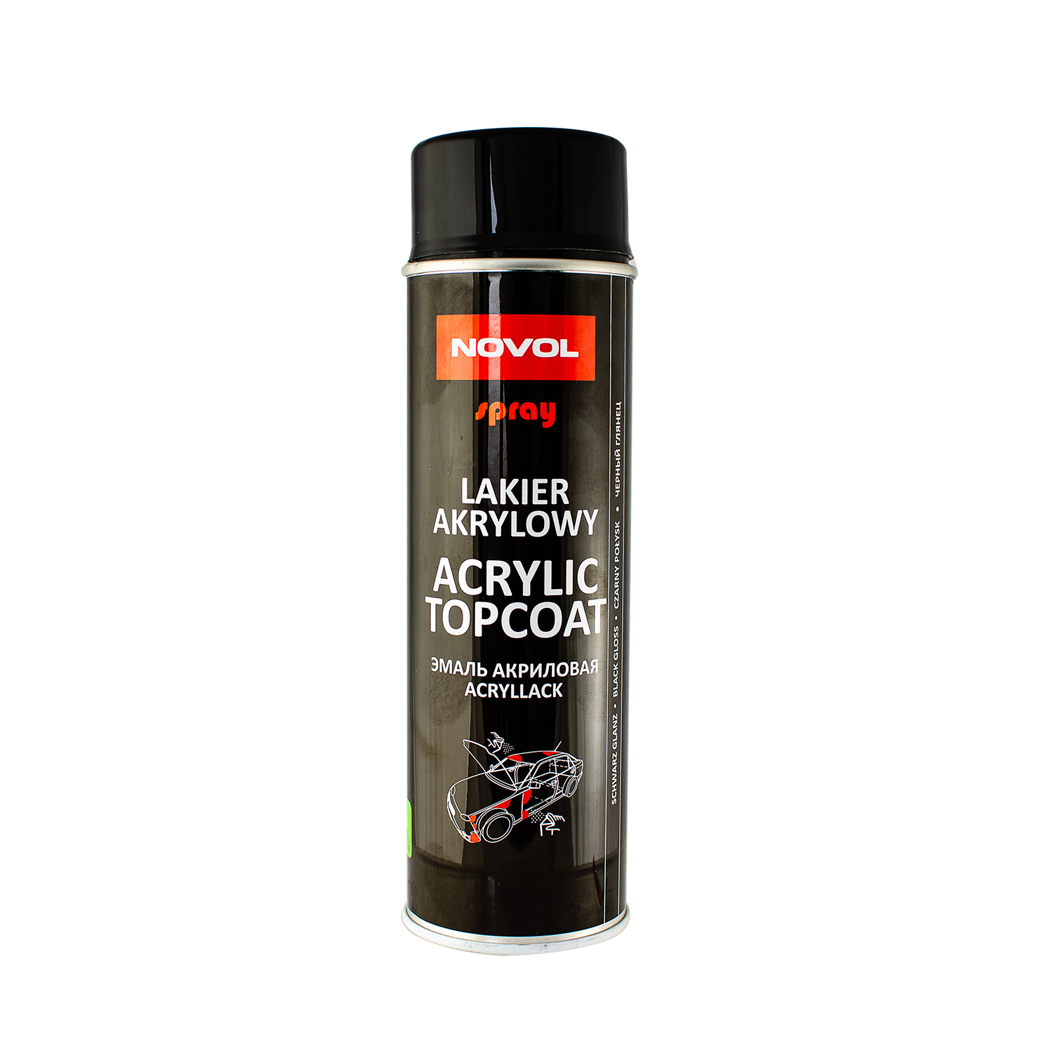 SPRAY ACRYL TOPCOAT BLACK GLOSS 500 ml 0,5л x61