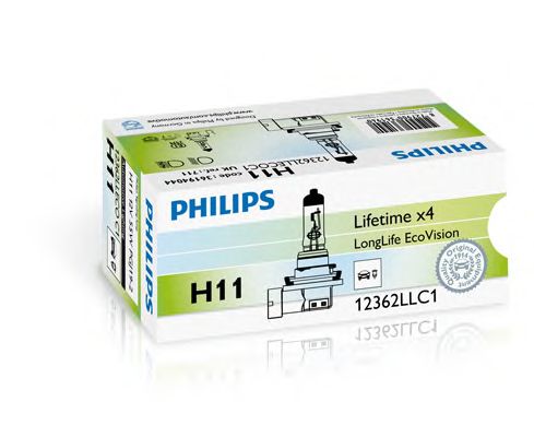 12362LLECOC1 (PHILIPS) H11 LongLife EcoVision 12V 55W PGJ19-21