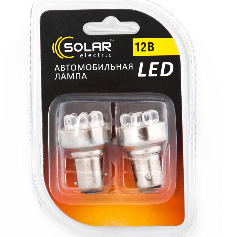 SOLAR Автолампа LED 12V S25 BAY15d 12leds white 2шт. (32шт.) підсвічування салону1