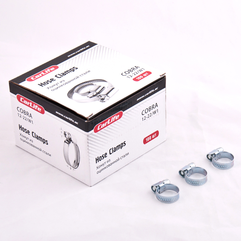 CARLIFE  Хомути  12-22,9mm, W1 (100шт.в.уп.) оцинк.1