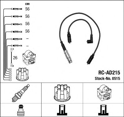 0515  (RC-AD215)  NGK - Комплект проводів запалювання1