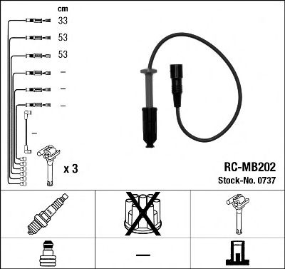 0737  (RC-MB202)  NGK - Комплект проводів запалювання1