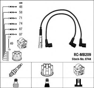 0744  (RC-MB209)  NGK - Комплект проводів запалювання1