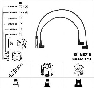 0750  (RC-MB215)  NGK - Комплект проводів запалювання1