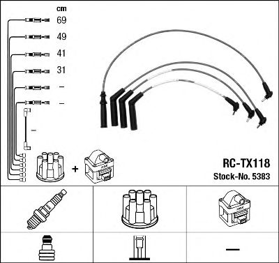 5383  (RC-TX118)  NGK - Комплект проводів запалювання1