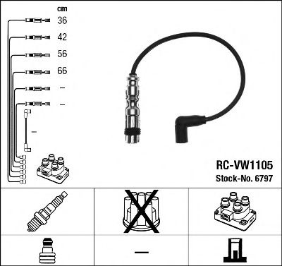 6797  (RC-VW1105)  NGK - Комплект проводів запалювання1