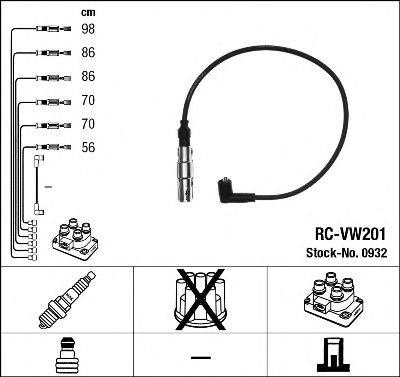 0932  (RC-VW201)  NGK - Комплект проводів запалювання1
