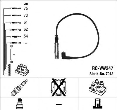 7013  (RC-VW247)  NGK - Комплект проводів запалювання1
