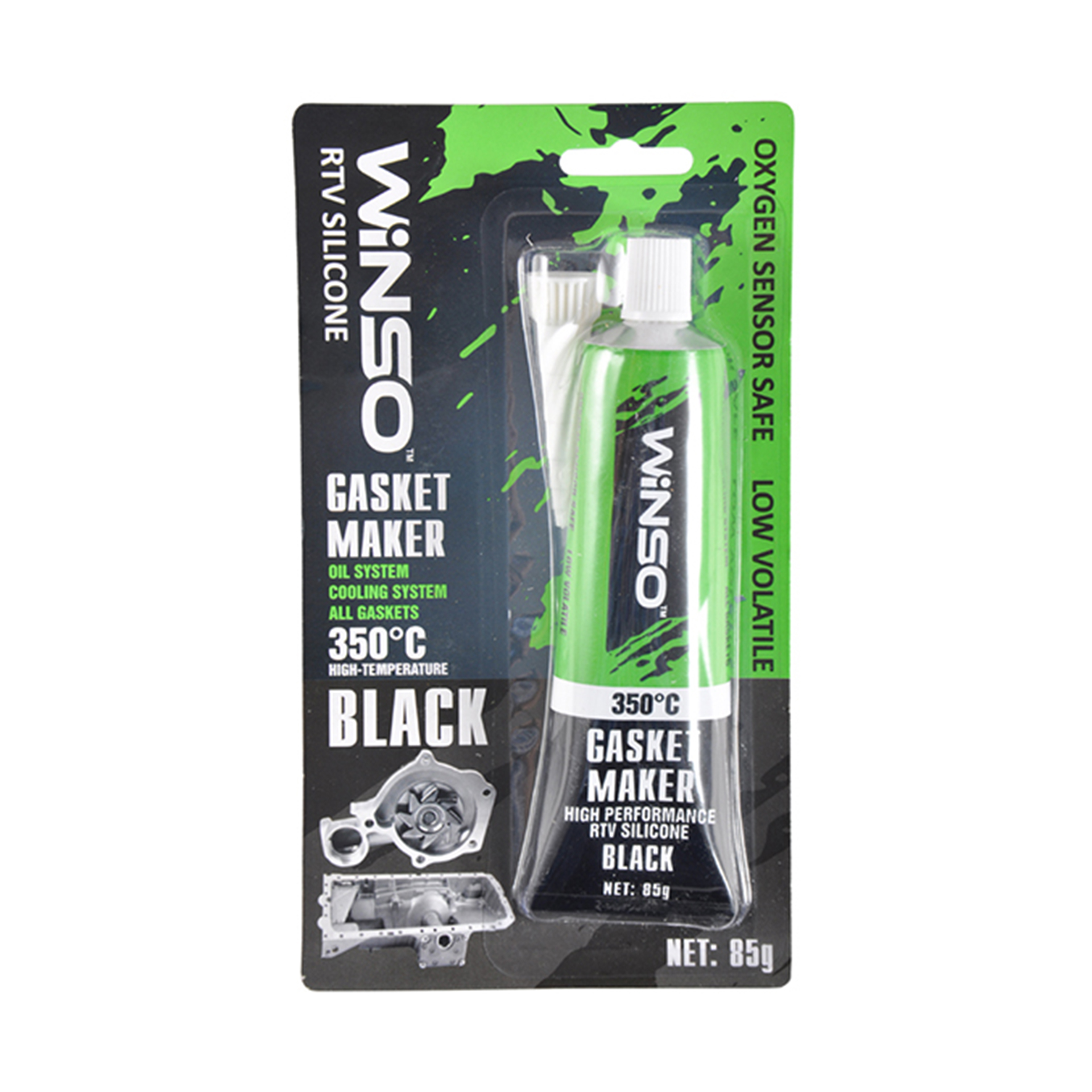 GASKET MAKER BLACK 85g +350⁰С Cиліконовий герметик прокладок професійний чорний  WINSO1