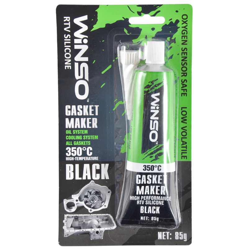 GASKET MAKER BLACK 85g +350⁰С Cиліконовий герметик прокладок професійний чорний  WINSO1