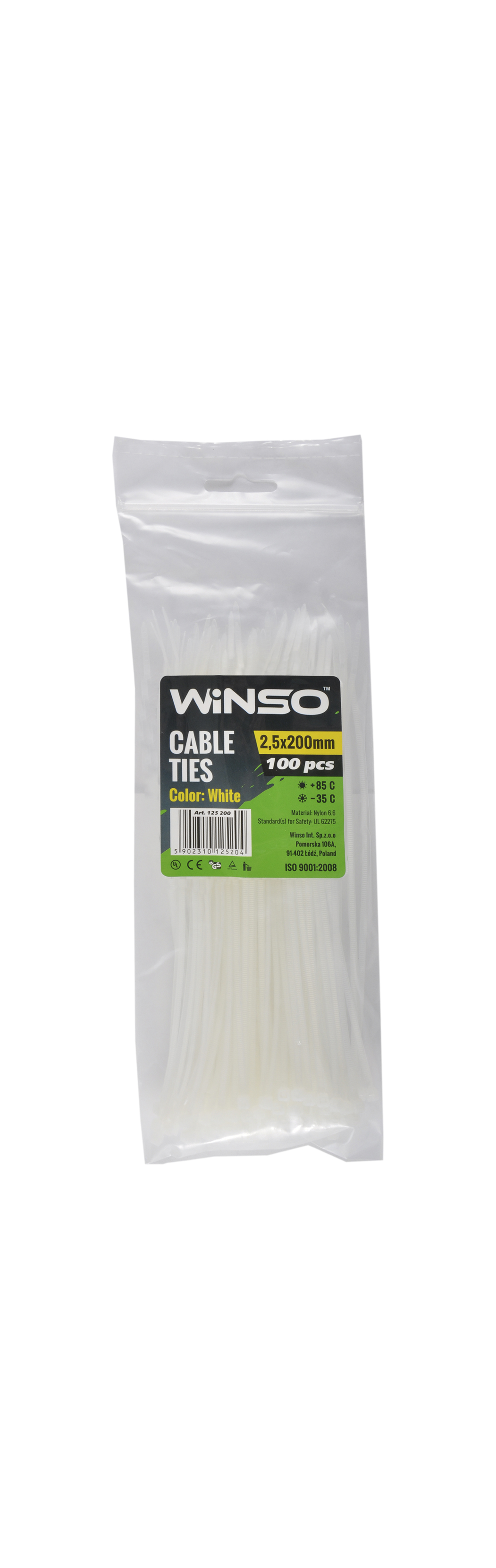 Хомути пластикові білі WINSO 2,5x200 (100шт.)1