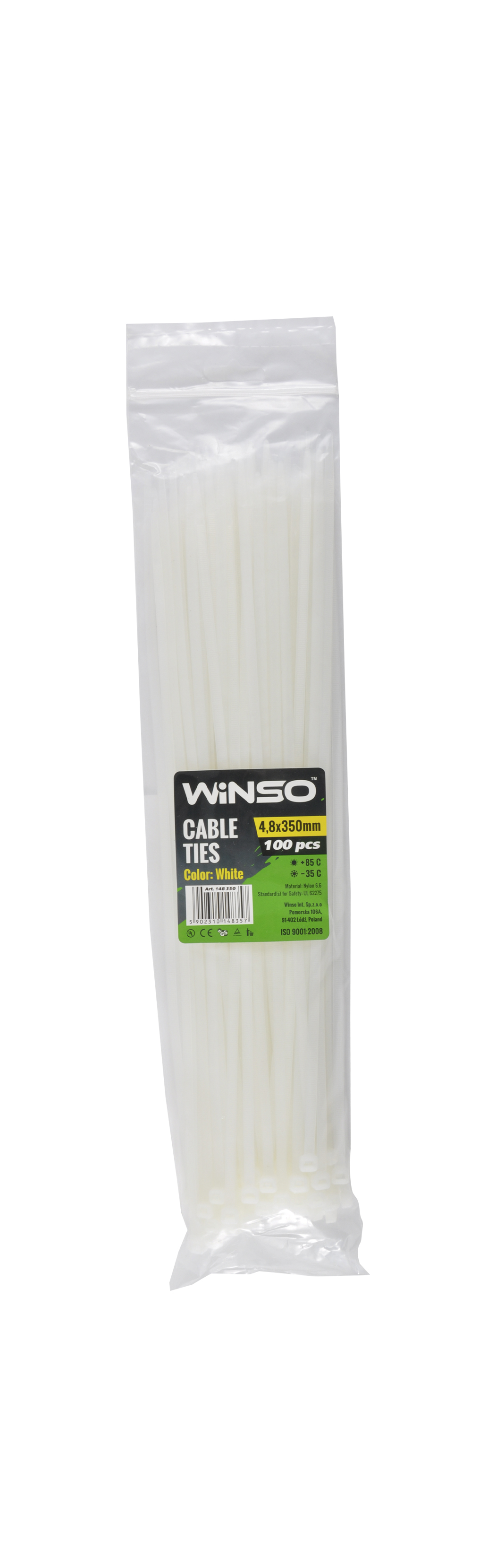 Хомути пластикові білі WINSO 4,8x350 (100шт.)1