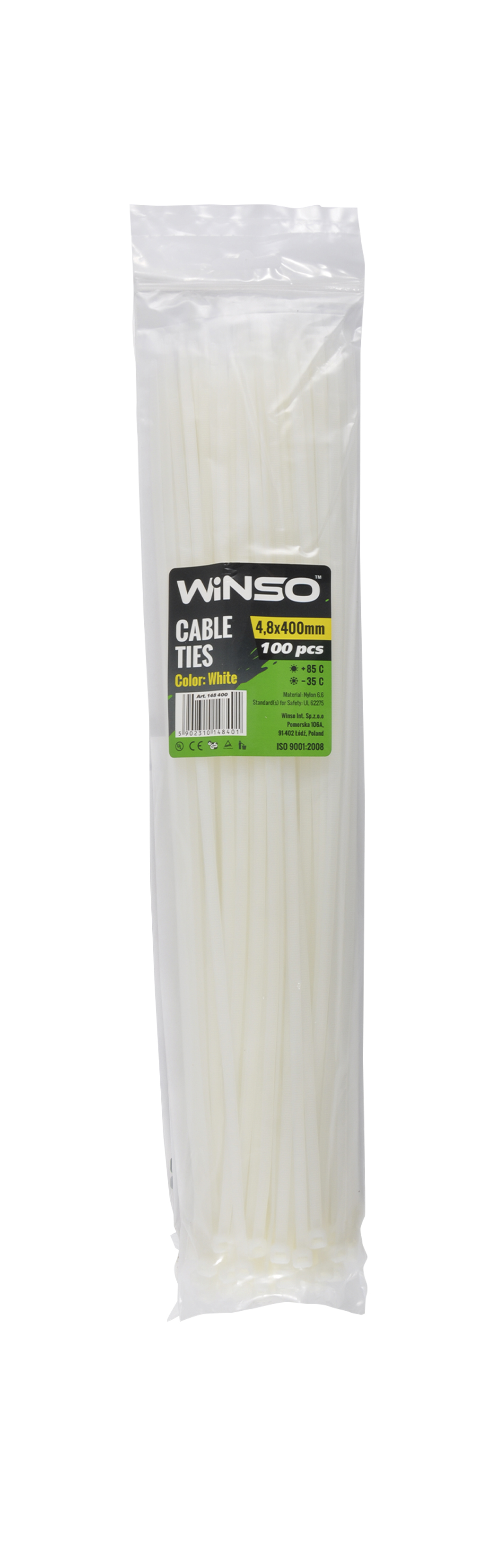 Хомути пластикові білі WINSO 4,8x400 (100шт.)1