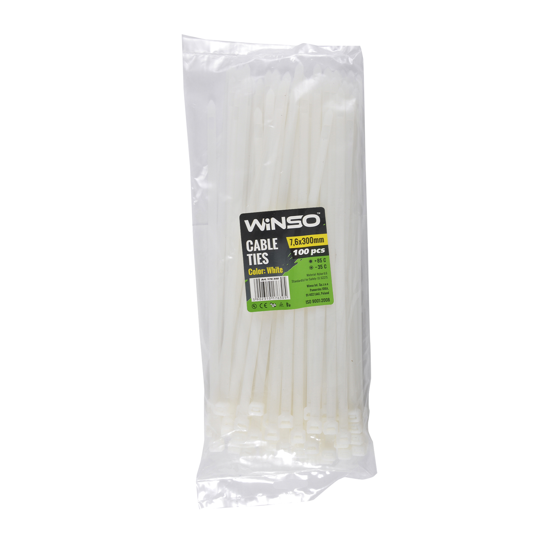 Хомути пластикові білі WINSO 7.6x300 (100шт.)1