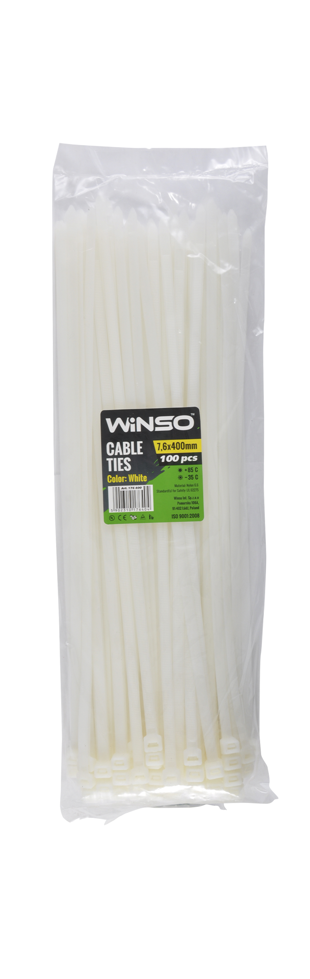 Хомути пластикові білі WINSO 7.6x400 (100шт.)1