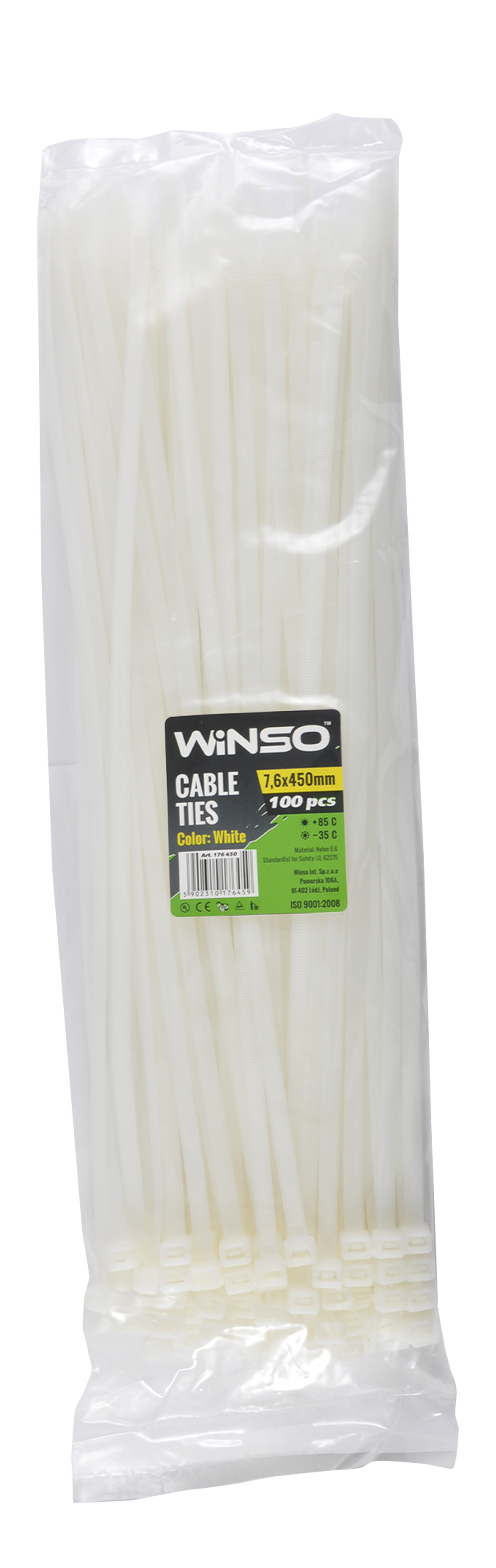 Хомути пластикові білі WINSO 7.6x450 (100шт.)1