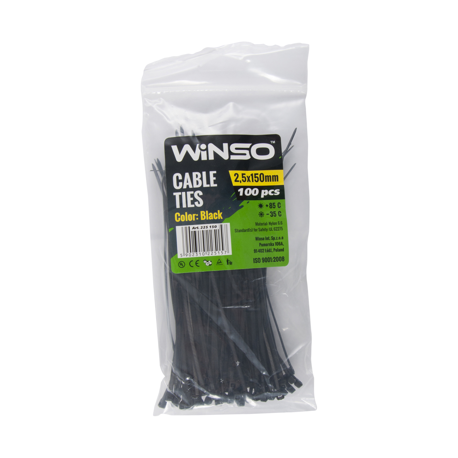 Хомути пластикові чорні WINSO 2,5x150 (100шт.)1