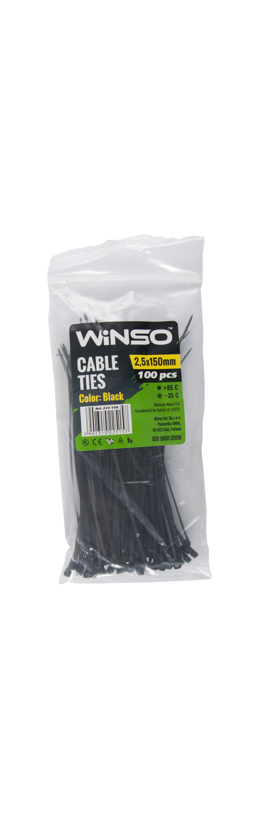 Хомути пластикові чорні WINSO 2,5x150 (100шт.)1