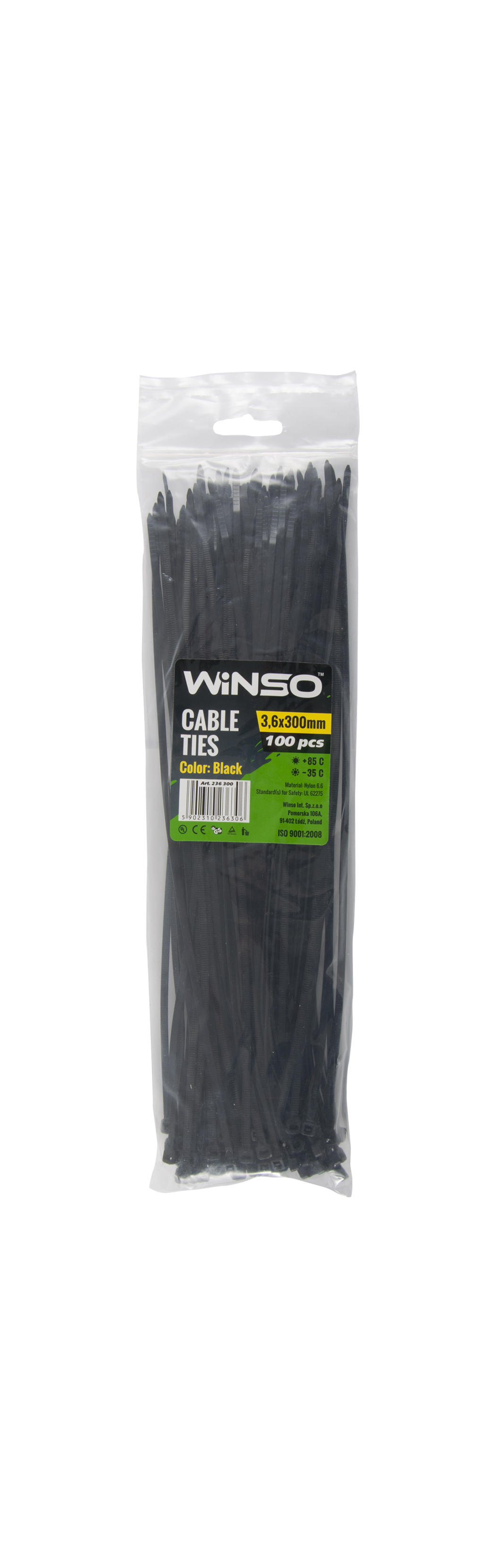 Хомути пластикові чорні WINSO 3,6x300 (100шт.)1