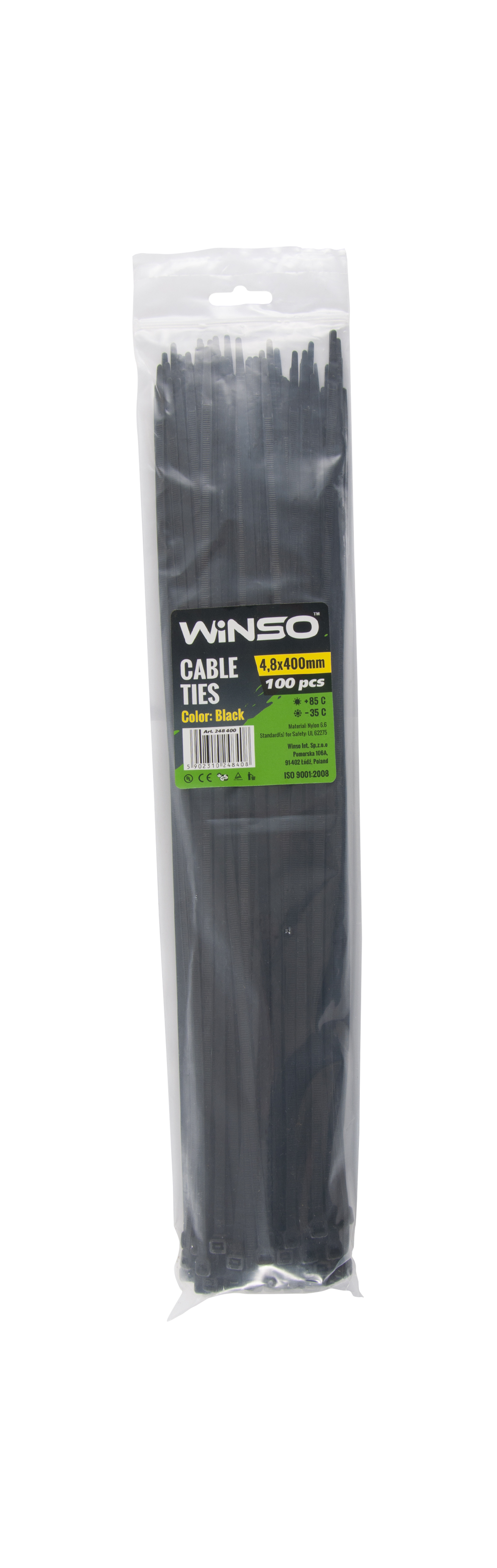 Хомути пластикові чорні WINSO 4,8x400 (100шт.)1