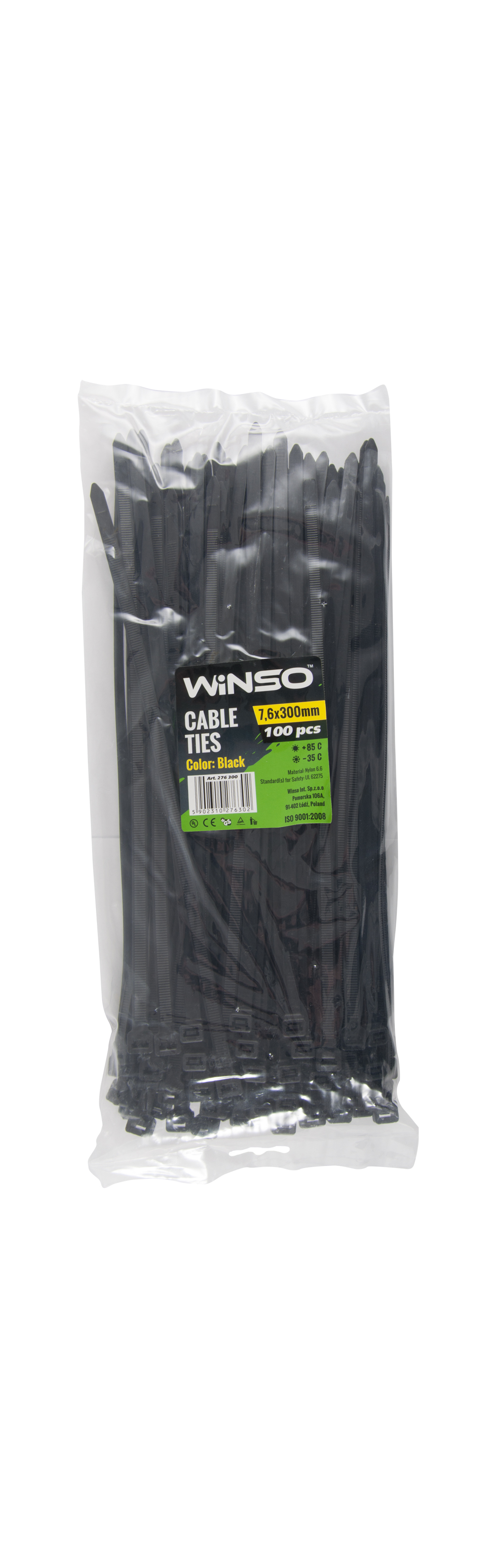 Хомути пластикові чорні WINSO 7,6x300 (100шт.)1