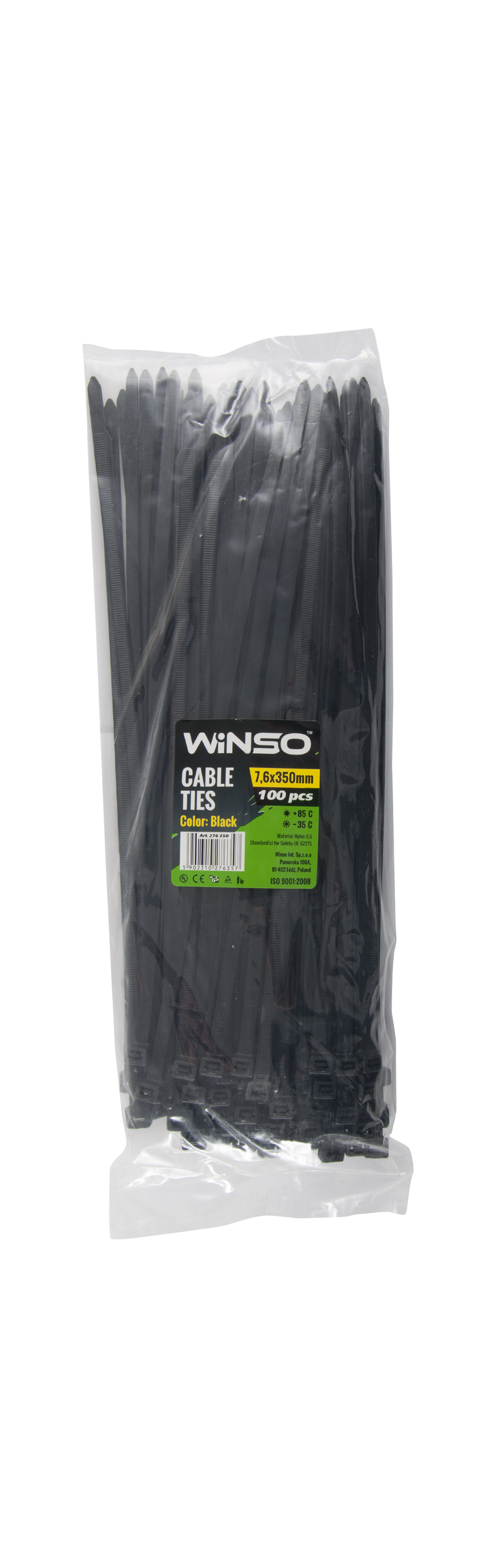 Хомути пластикові чорні WINSO 7,6x350 (100шт.)1