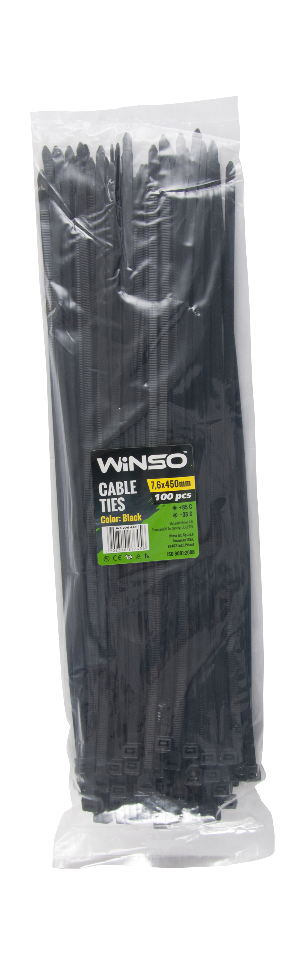 Хомути пластикові чорні WINSO 7,6x450 (100шт.)1