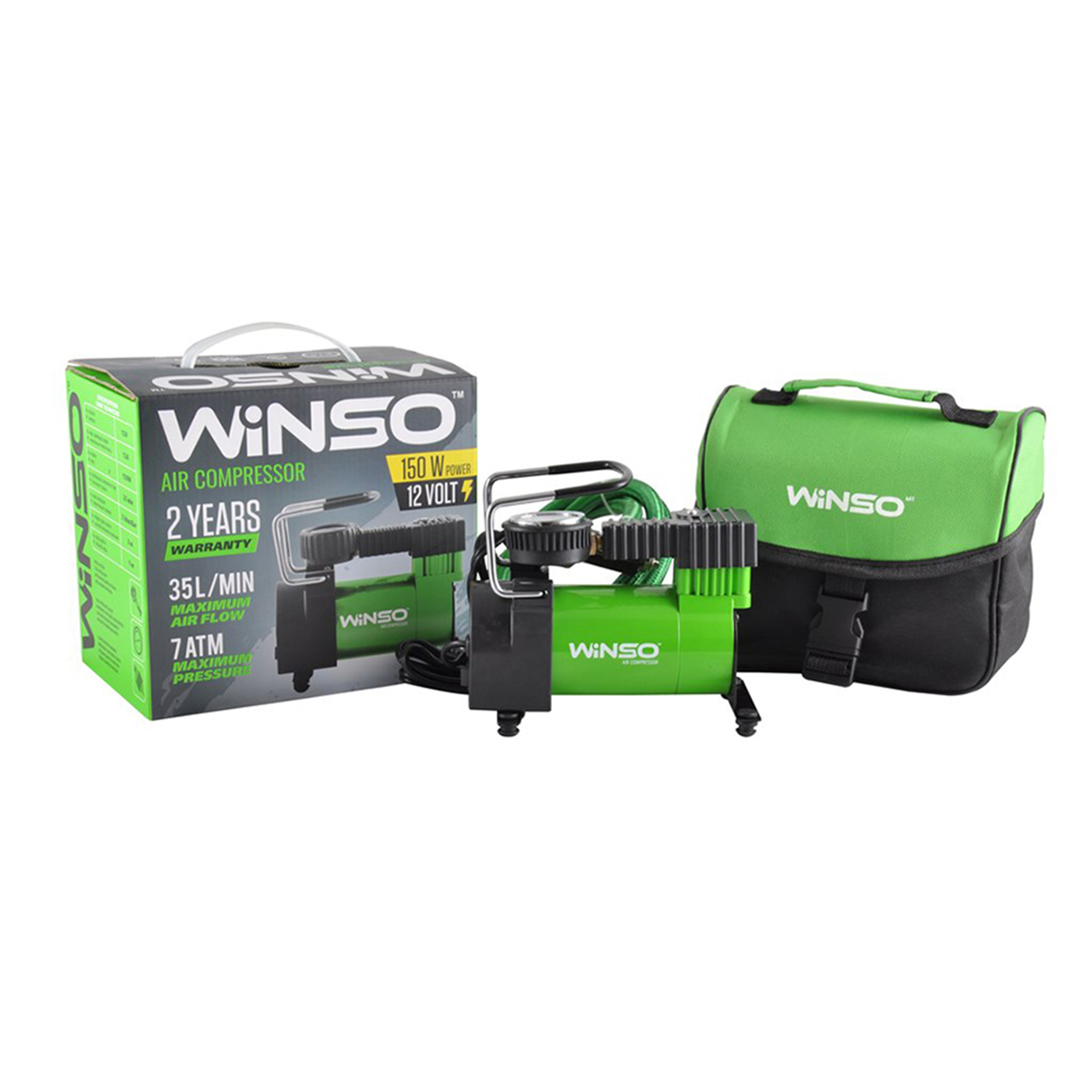 Компресор автомобільний WINSO 7 Атм, 35 л/хв. 150Вт, кабель 3м., шланг 1м.1