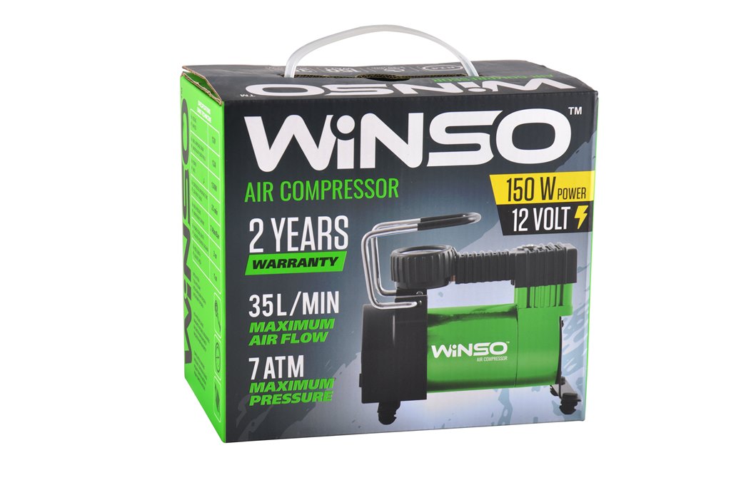 Компресор автомобільний WINSO 7 Атм, 35 л/хв. 150Вт, кабель 3м., шланг 1м.3