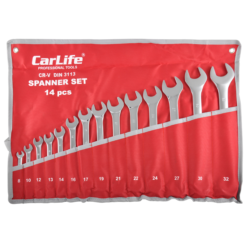 CARLIFE Набір ключів комбінованих CR-V, 14шт. 8-32 мм, 8-10-12-13-14-16-17-19-21-22-24-27-30-321