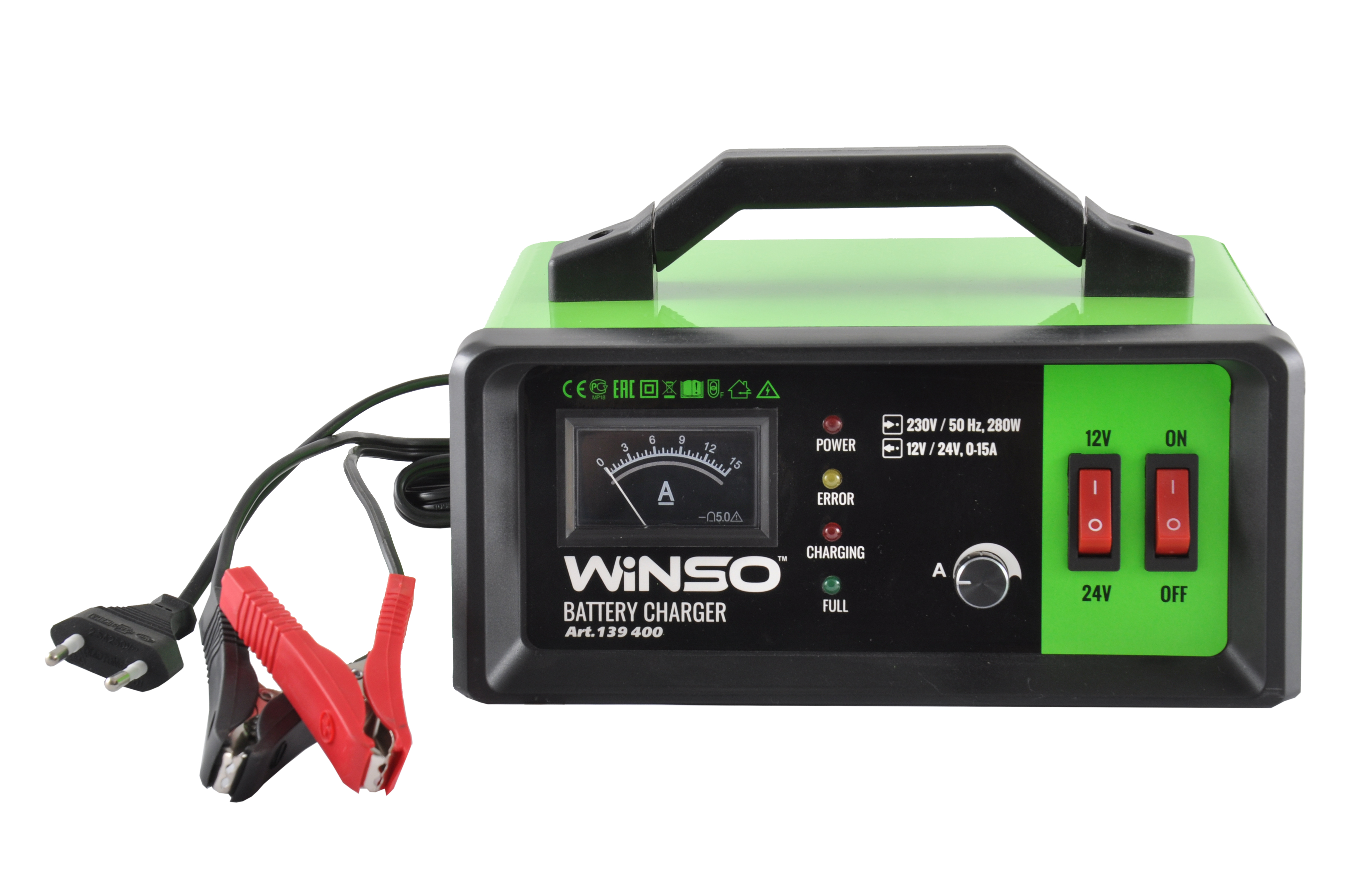Зарядний пристрій АКБ з регулюванням, напругою 12-24В. Макс. cтрум підзарядки 15А.Макс, 150Ah WINSO1