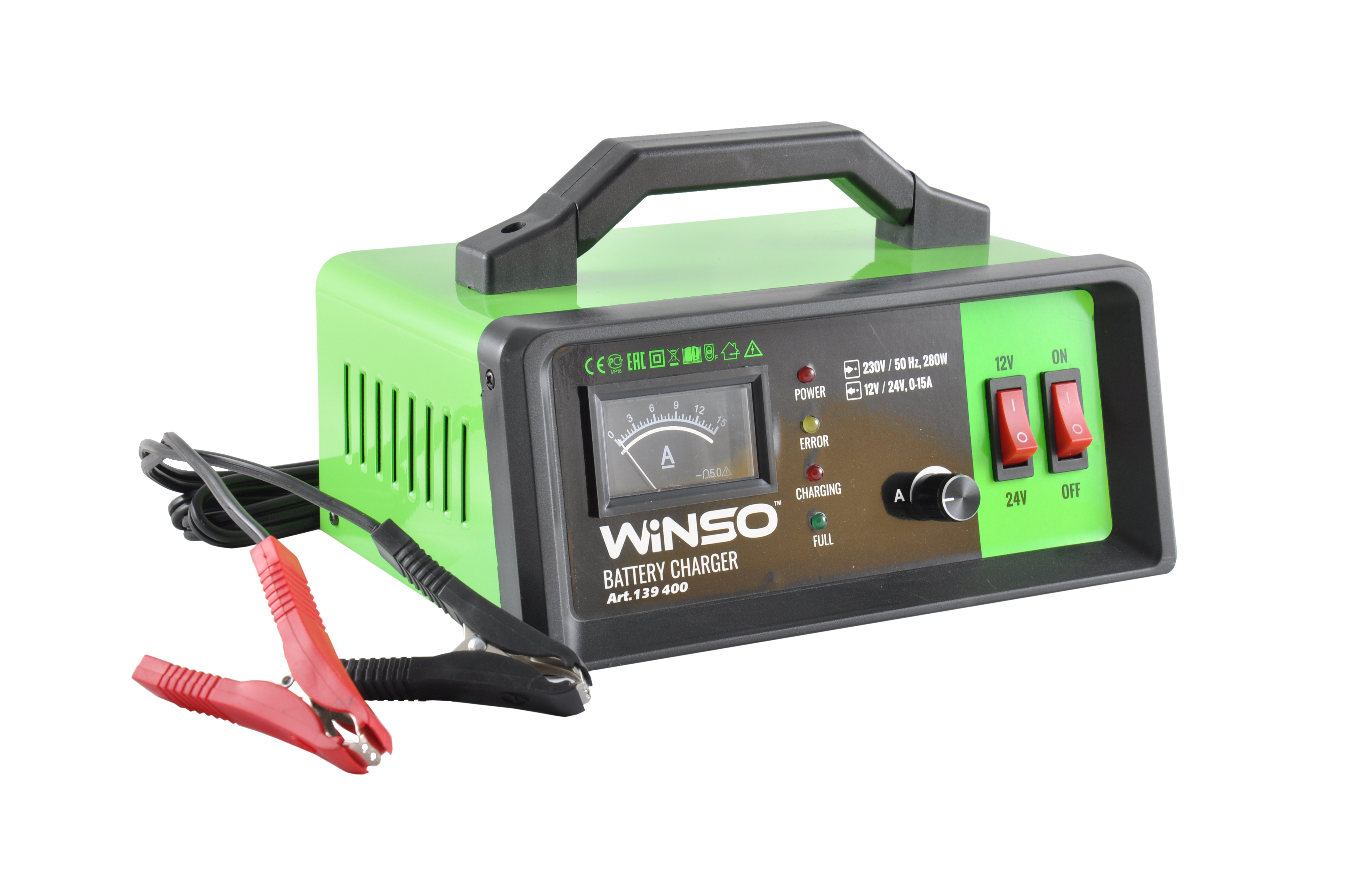 Зарядний пристрій АКБ з регулюванням, напругою 12-24В. Макс. cтрум підзарядки 15А.Макс, 150Ah WINSO2