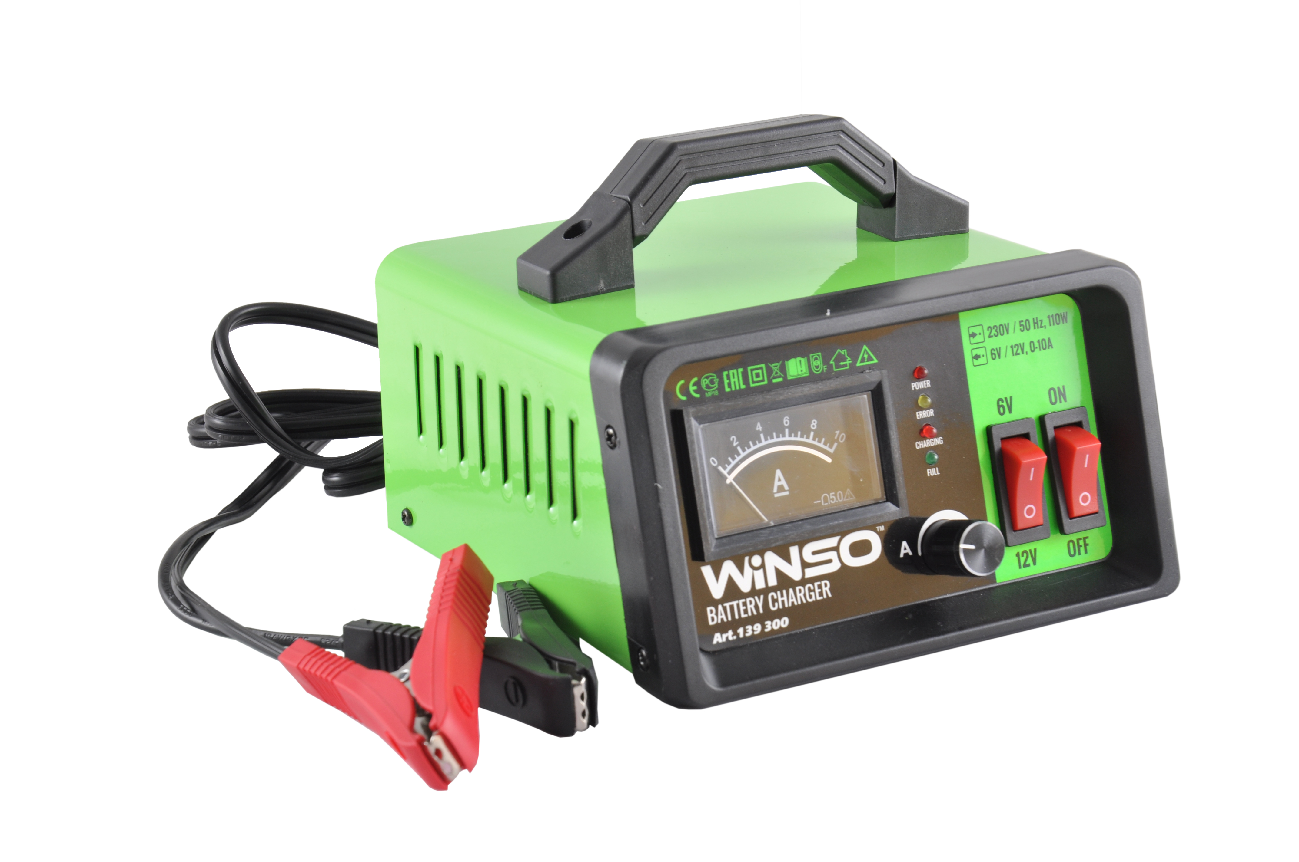 Зарядний пристрій АКБ з регулюванням, напругою 6-12В.Макс. cтрум підзарядки 10А.Макс, 100Ah WINSO2