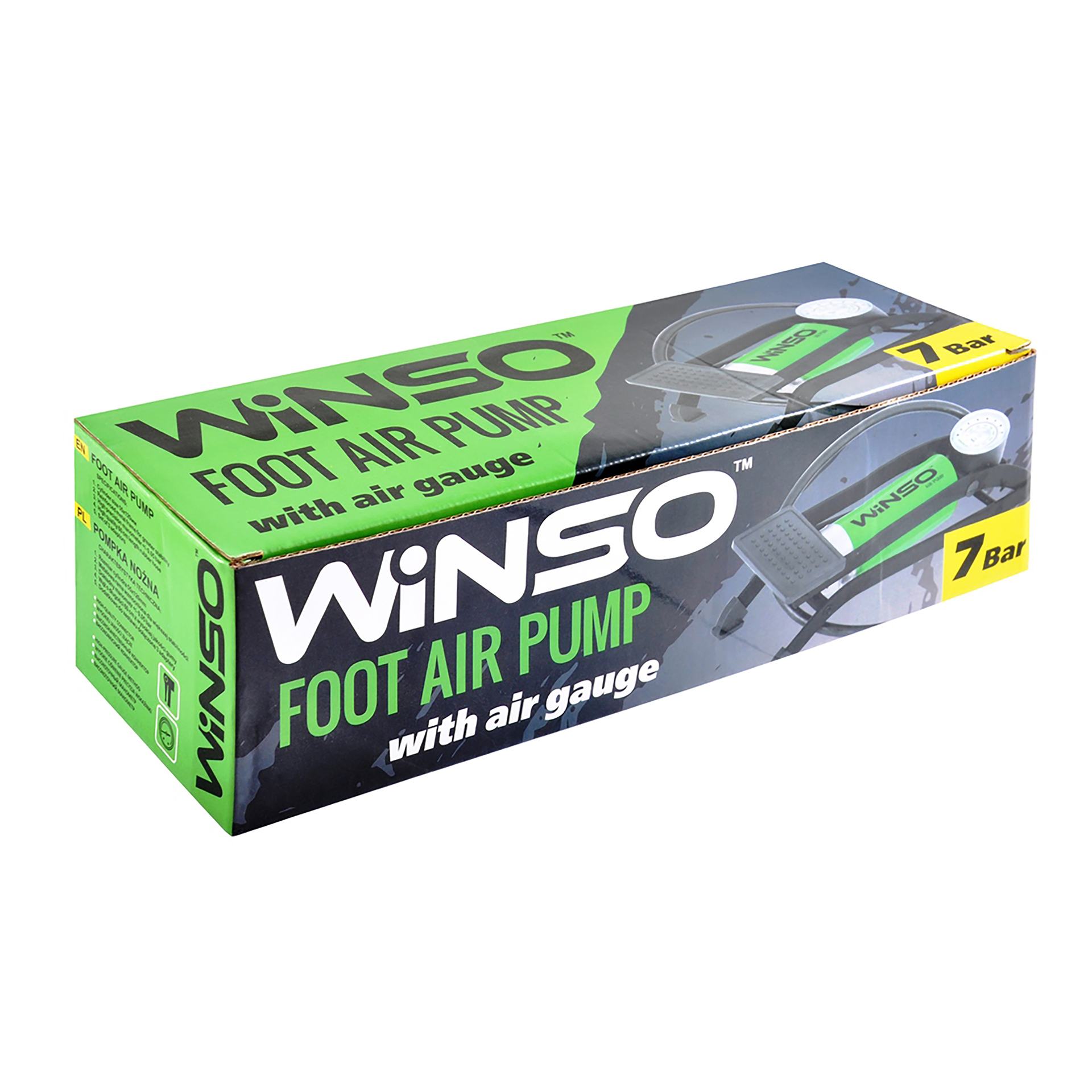 Насос ножний WINSO з манометром, циліндир 55*120мм.,довж.шланга 60см.,в компл.3 адаптери  (25шт/ящ)1