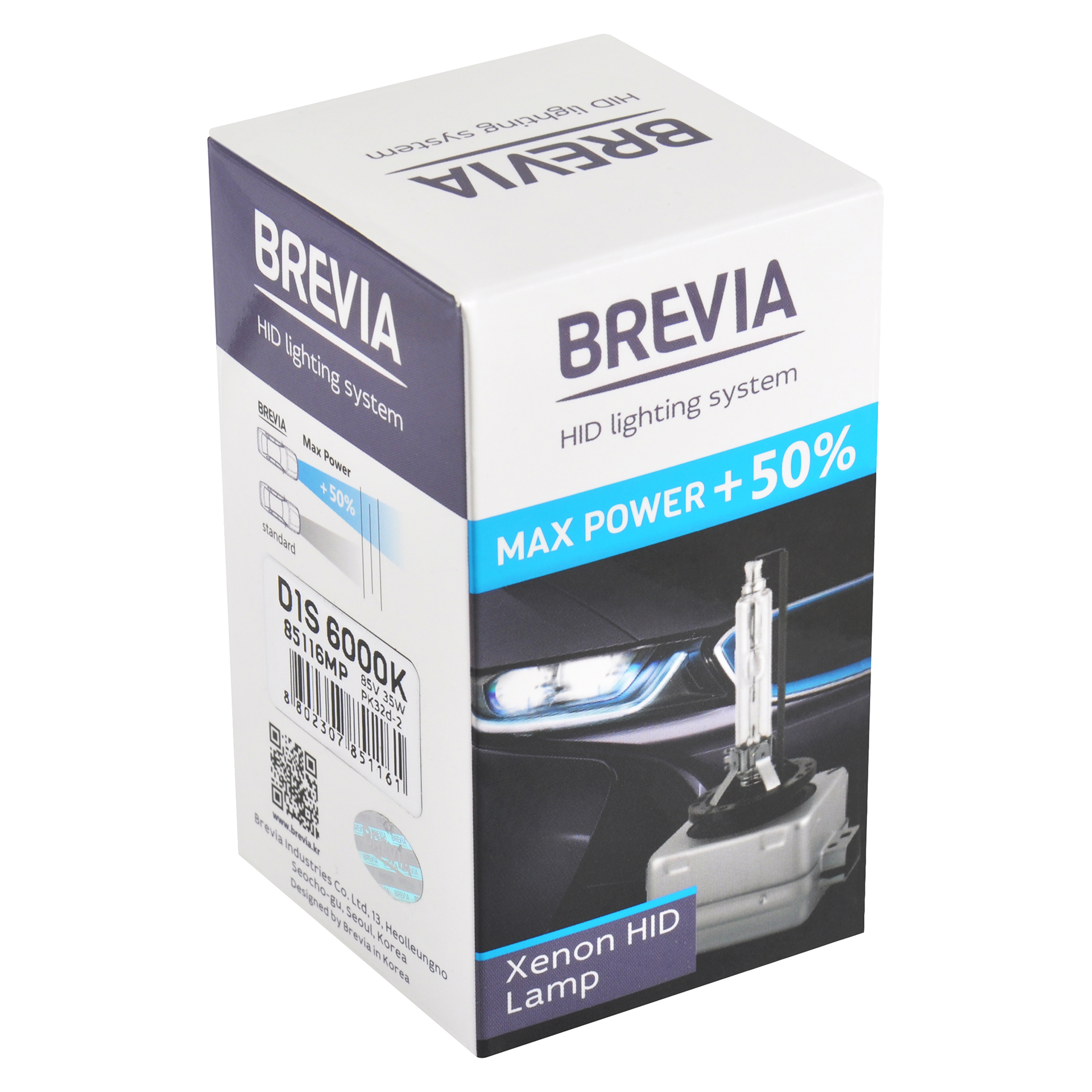 BREVIA Автолампа D1S +50%,6000K,85V,35W PK32d-2, (1шт.) XENON1