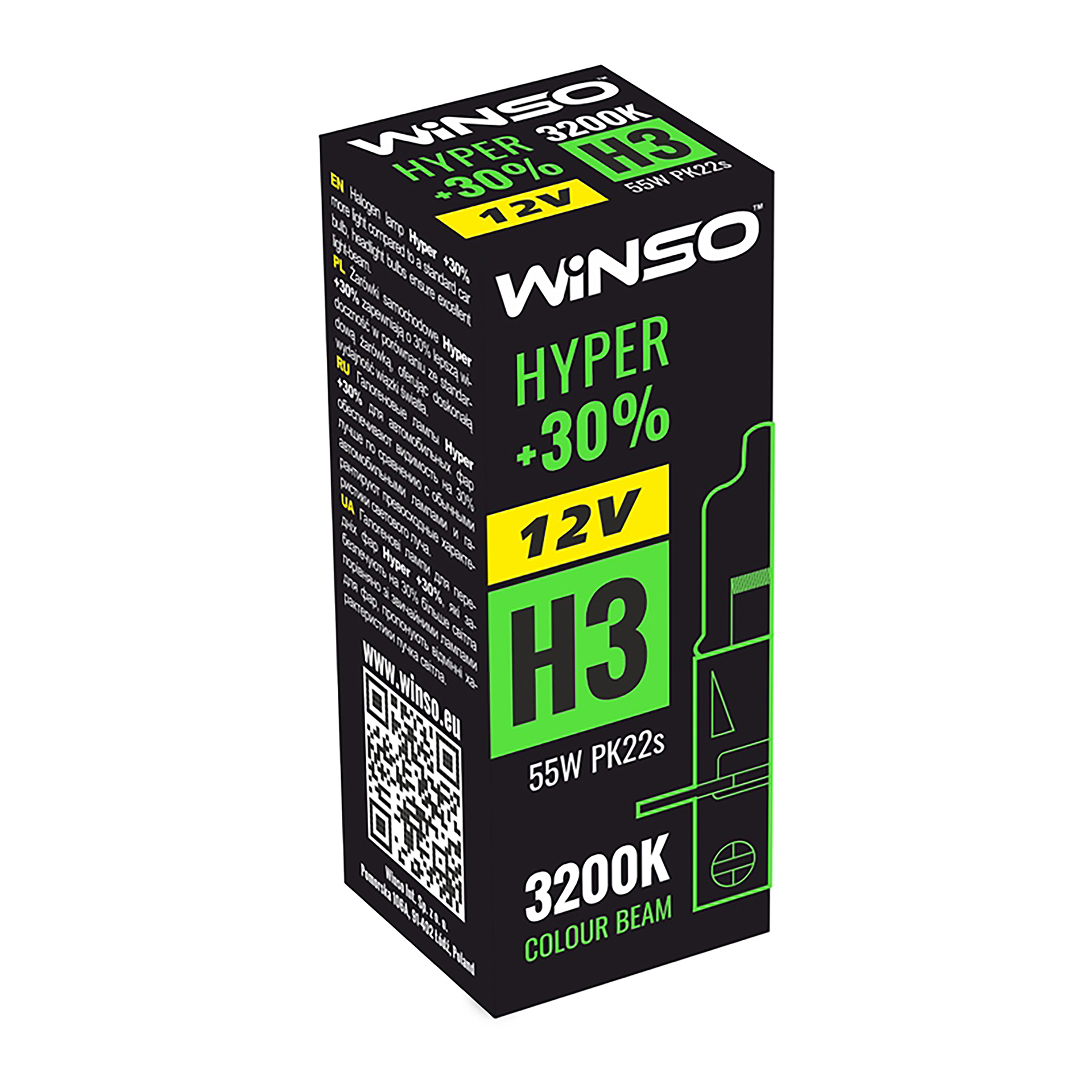 12V H3 HYPER +30% 55W PK22s WINSO1