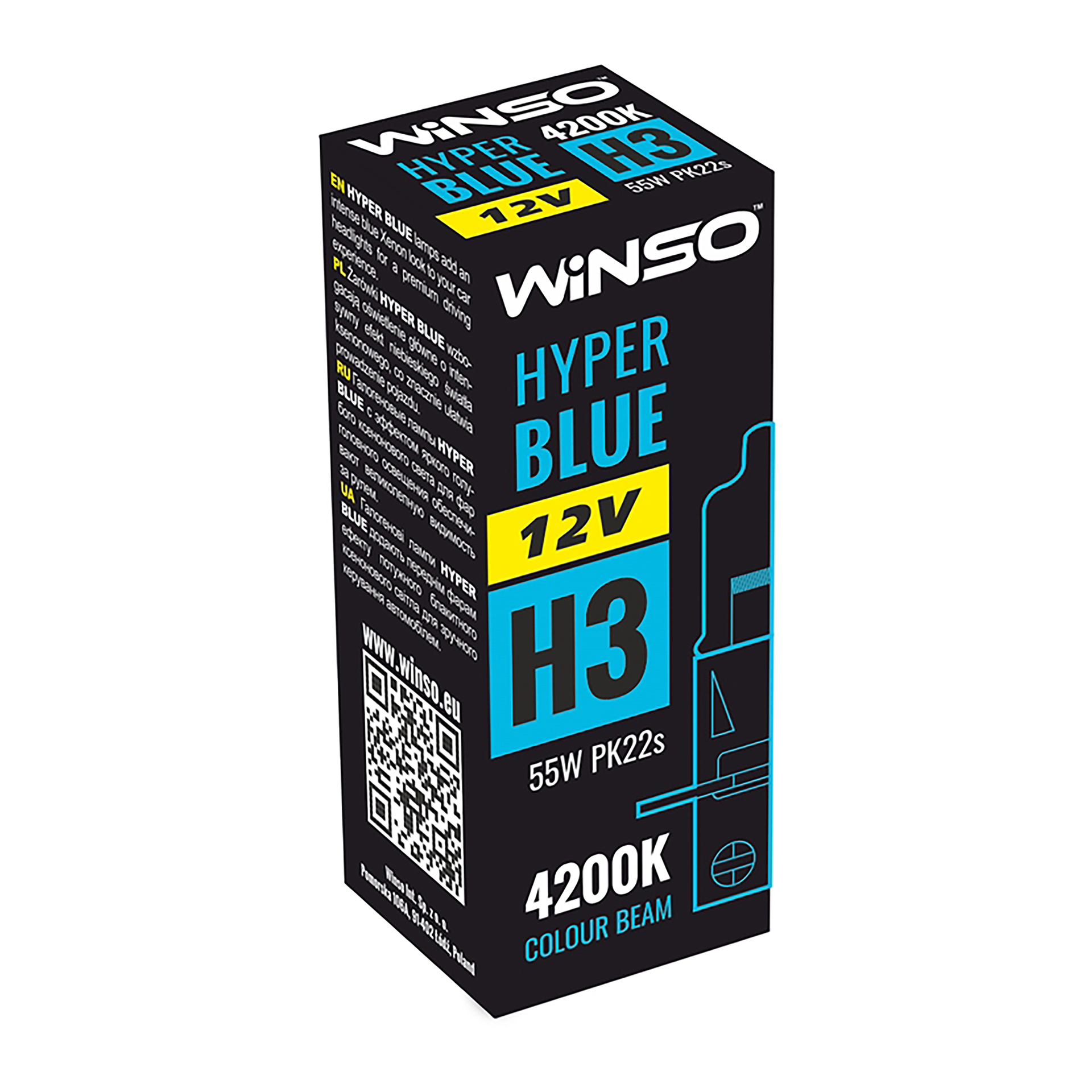 12V H3 HYPER BLUE 4200K 55W PK22s WINSO1