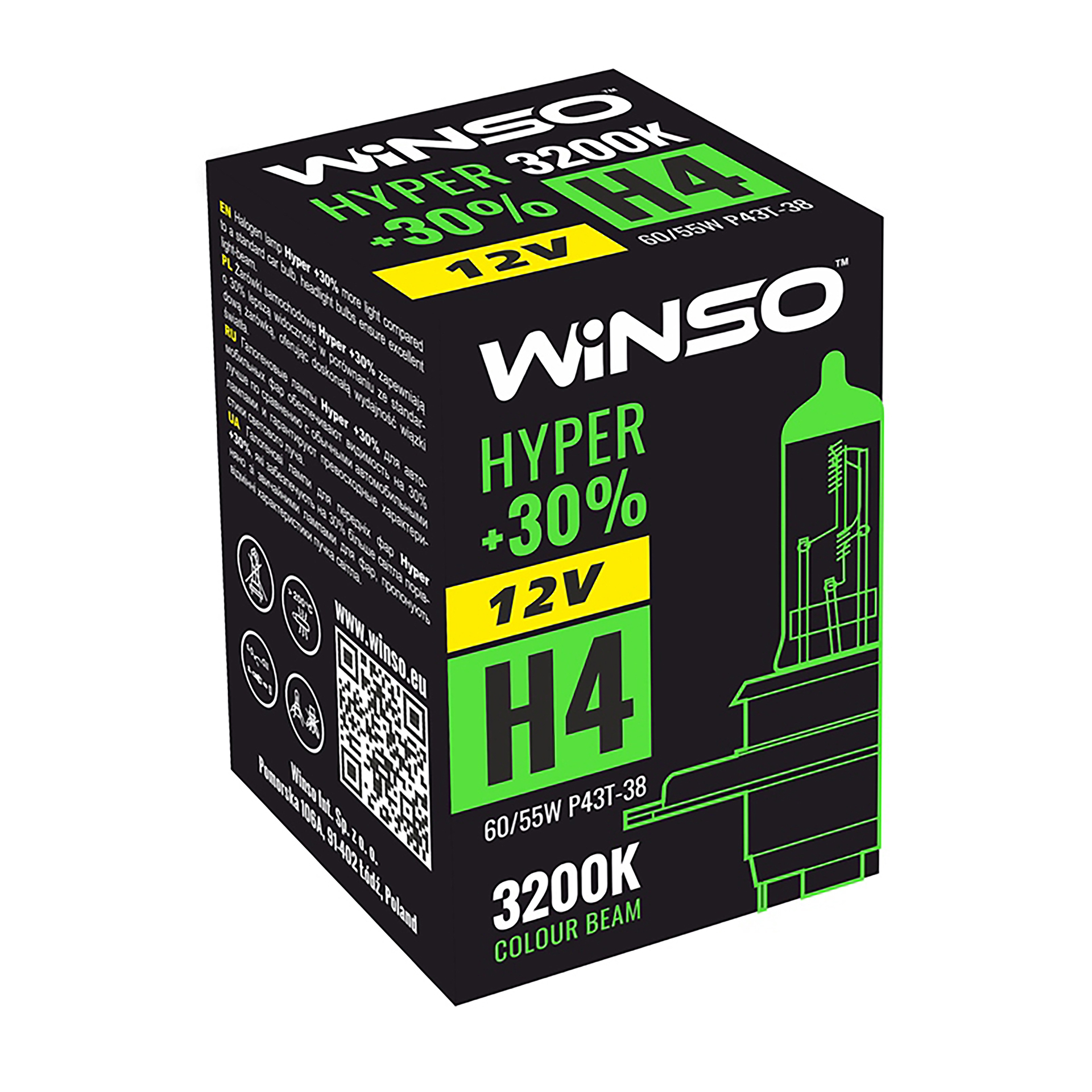 12V H4 HYPER +30% 60/55W P43t-38 WINSO1