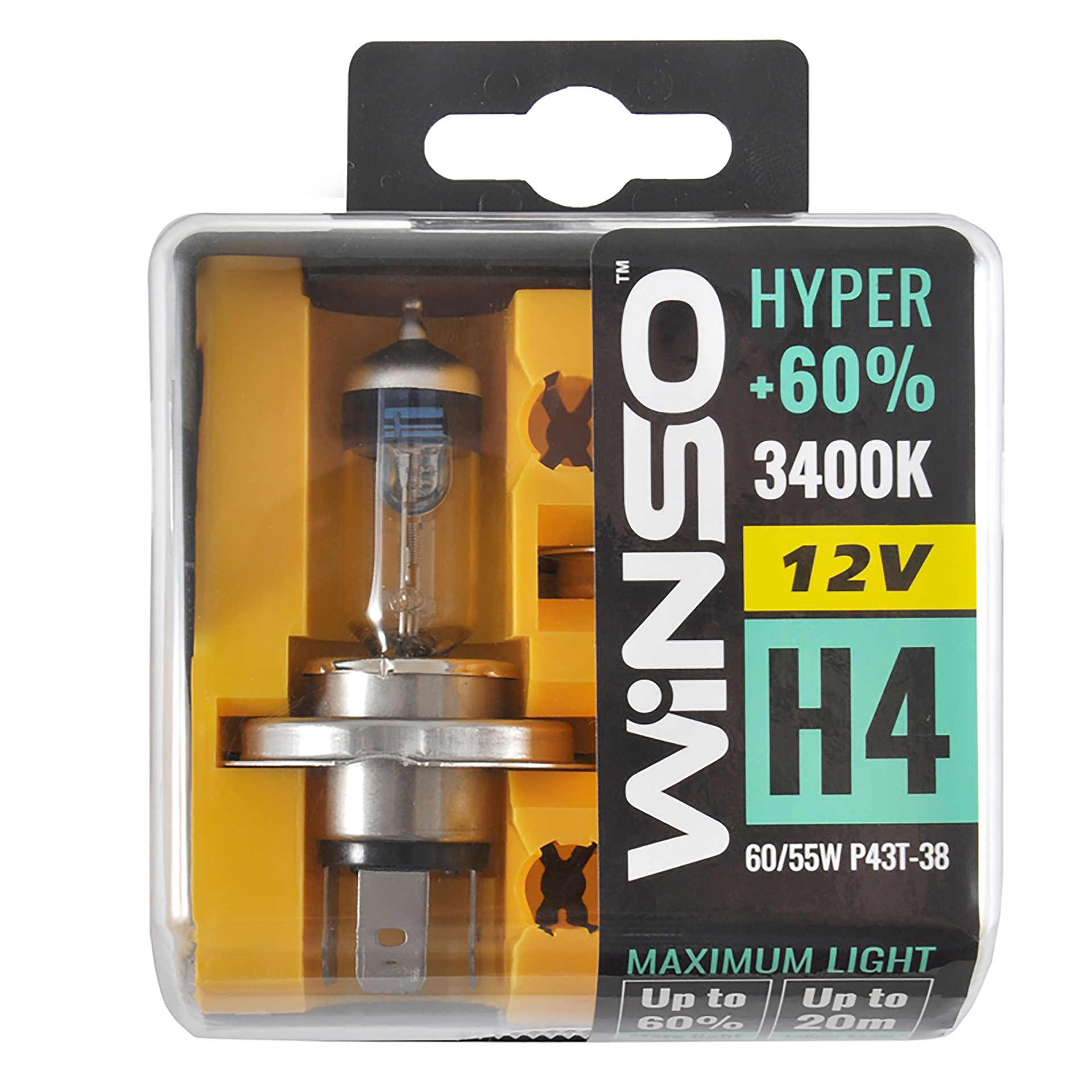 12V H4 HYPER +60% 60/55W P43t-38 SET WINSO1