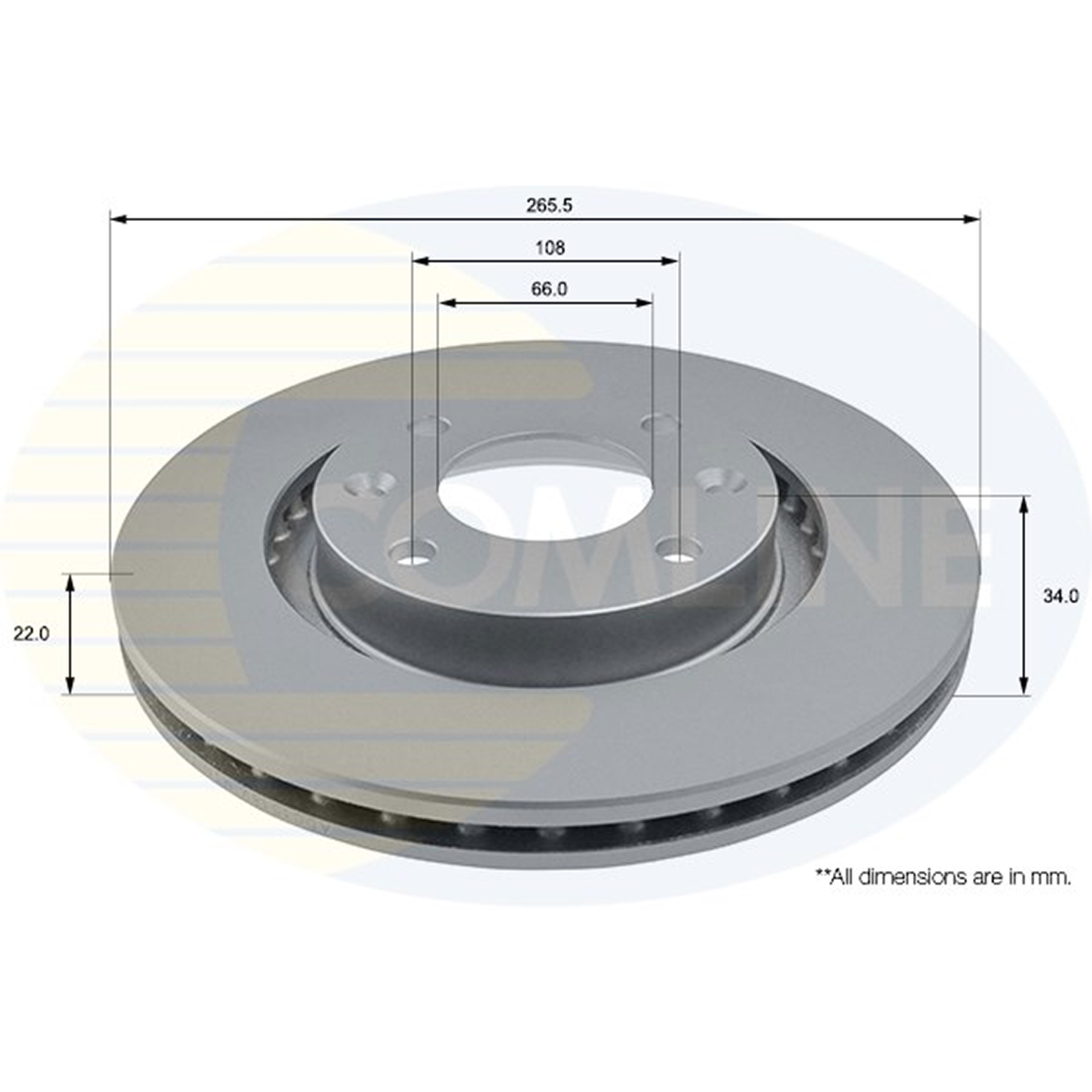 ADC1518V Comline - Диск гальмівний вентильований з покриттям1